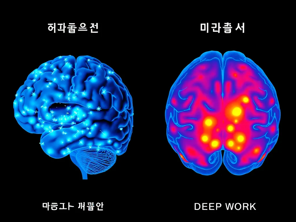 멀티태스킹과 딥워크 뇌활동 이미징 비교