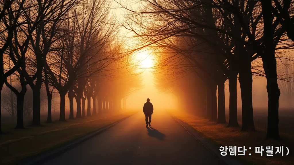 일출 길을 걷는 사람 - 황금빛 아침 산책