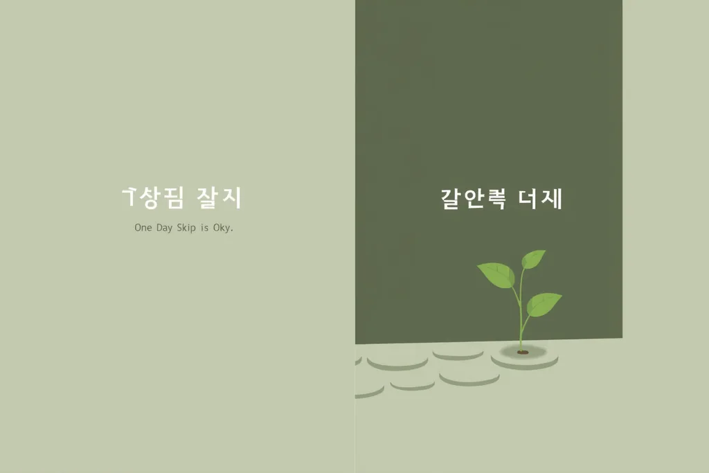 돌길 사이로 자라는 식물, 인내와 습관 유지의 은유